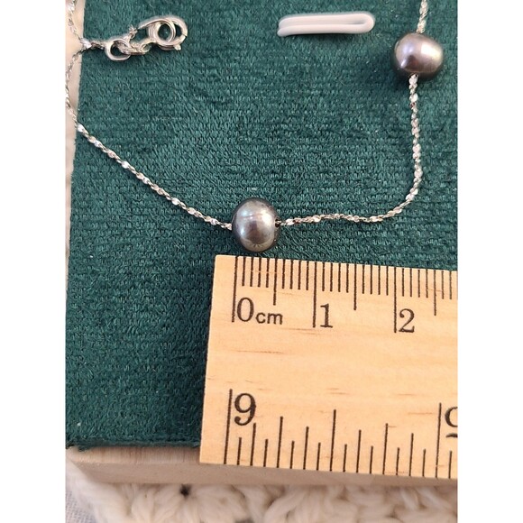 Sterling Silver Grey Pearl Necklace 18" Floating Freshwater Minimalist Jewelry - Picture 7 of 7